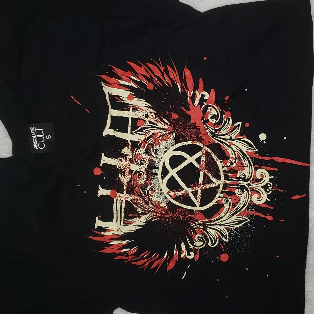 ABSOLUTE CULT Black Small 'HIM' Short Sleeve Graphic Band Tee